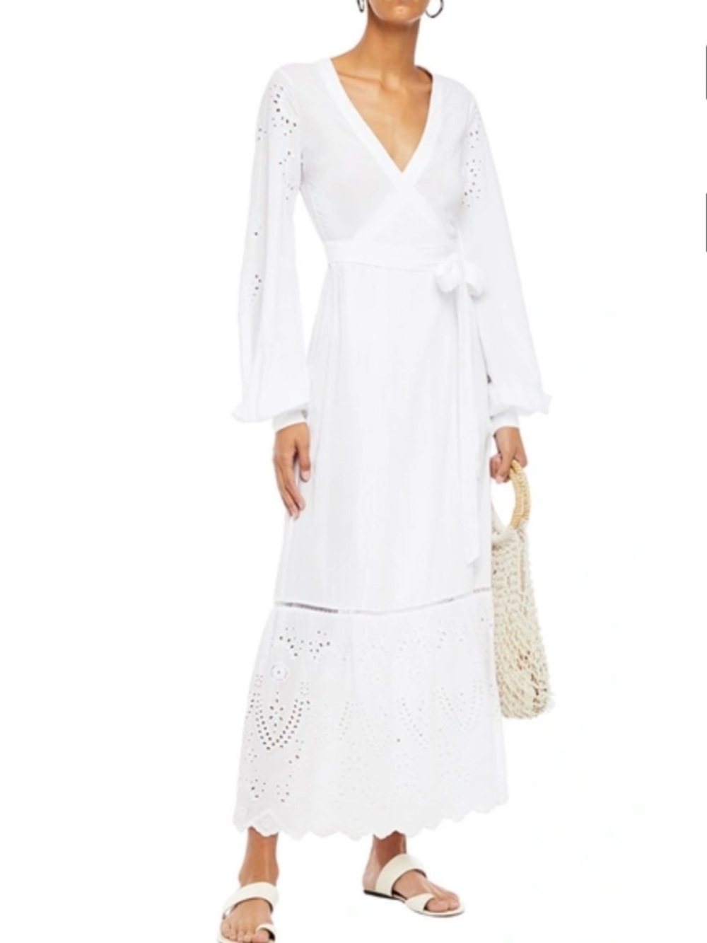 The Upside Kate White Eyelet Wrap Maxi Dress - Elegant Women's Summer Dress